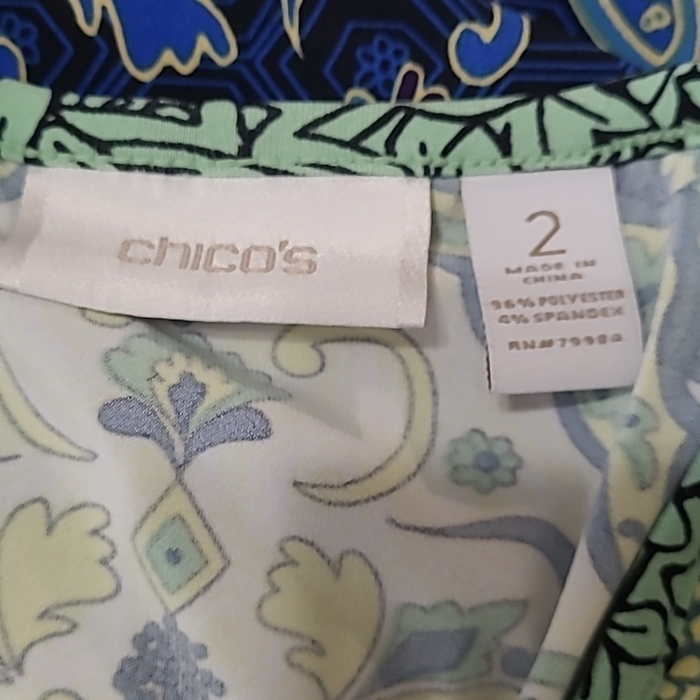 Chico's Sleeveless Blue/Green/Yellow Paisley Print Maxi Dress size 2 (Large) - Picture 4 of 6